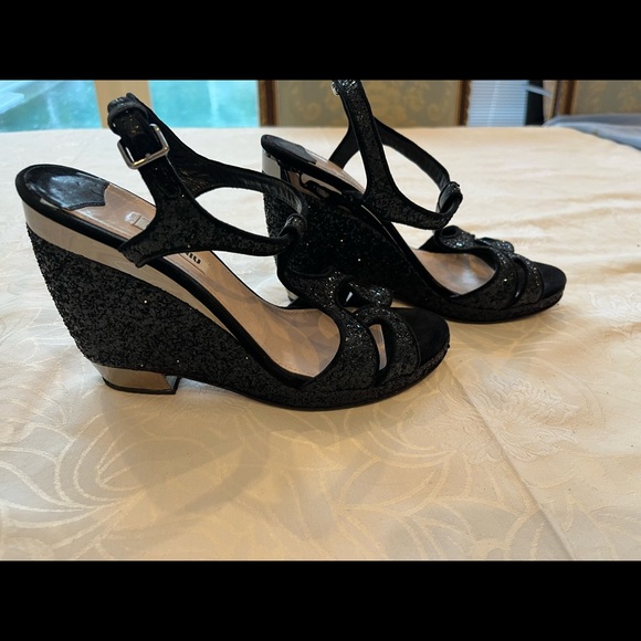Miu miu sparkle wedge sandals 38 ( can fit up to 8.5 ) - Picture 2 of 12